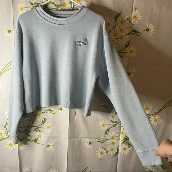 Vintage 90s pastel blue semi crop embroidered graphic Cherokee feather t shirt - Picture 9 of 9